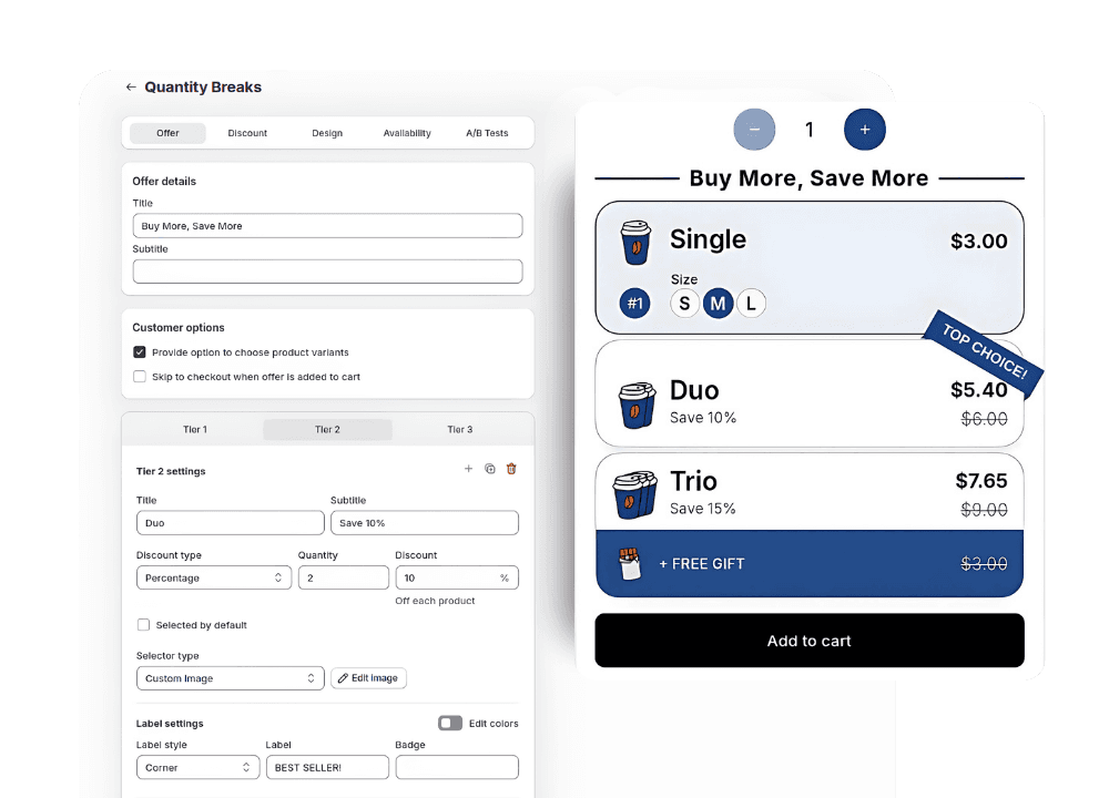 Screenshot of easy setup form for quantity breaks